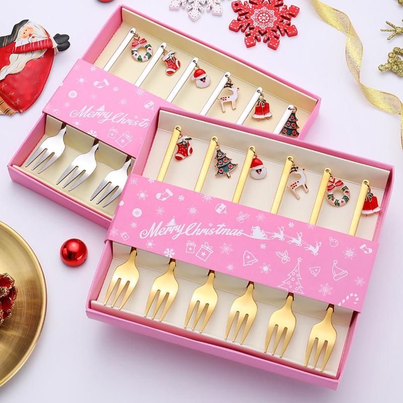 Yeouu | Christmas Decorations for Home - Christmas Metal Spoon Gift Set
