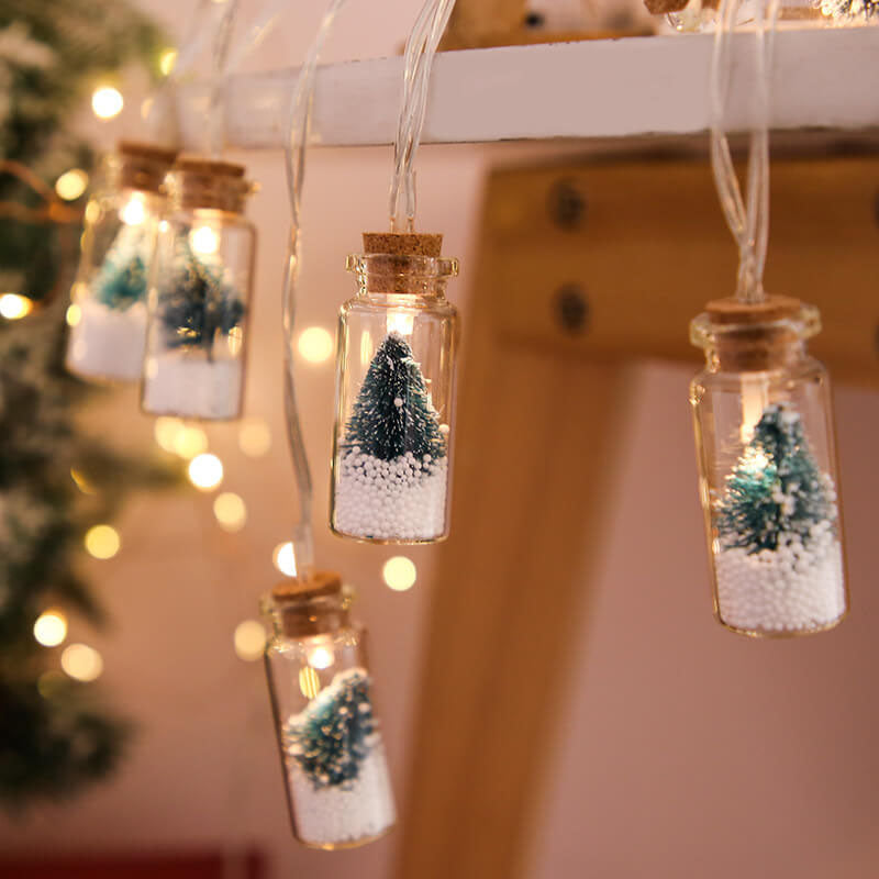 Yeouu | Christmas LED Wishing Bottle Tree Snow Battery Box Decorative String Light