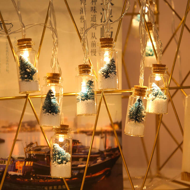 Yeouu | Christmas LED Wishing Bottle Tree Snow Battery Box Decorative String Light