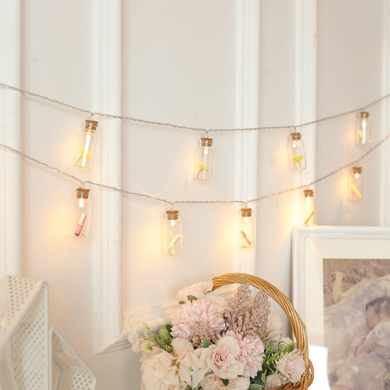 Yeouu | Christmas LED Wishing Bottle Tree Snow Battery Box Decorative String Light