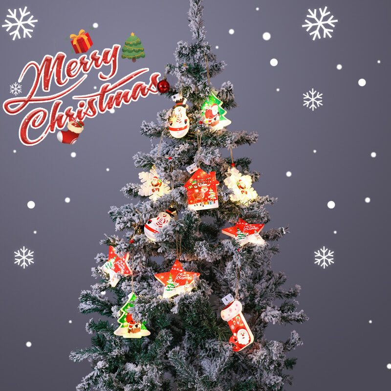 Yeouu | Christmas Decorative LED Plastic Painted Hanging Lights