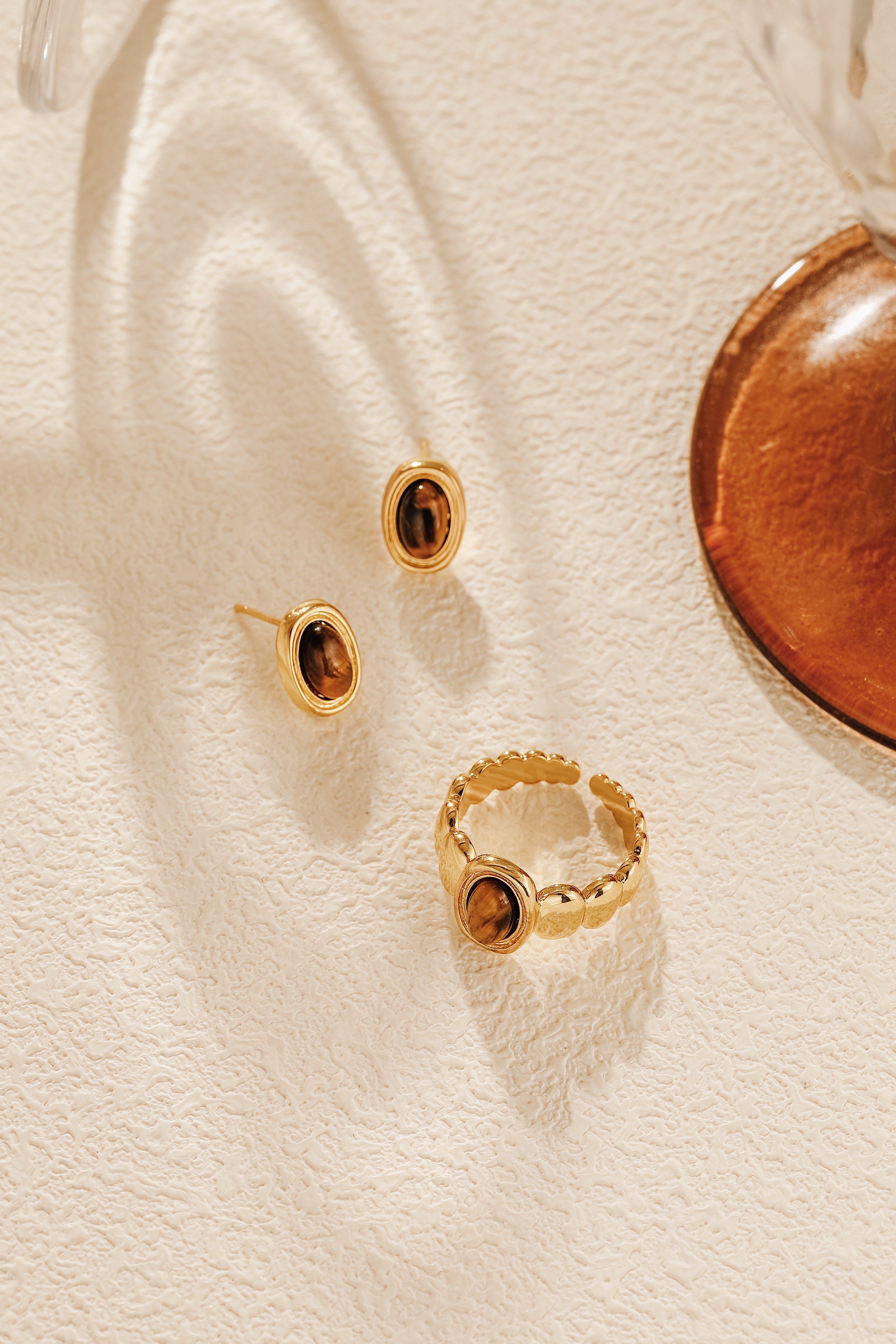 Halo Tiger Eye Stone Ring