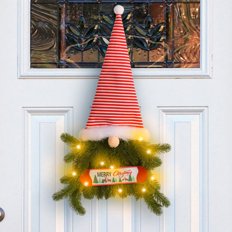 Yeouu | Glowing Christmas Wreath Upside Down Tree Stripes A Tall Hat
