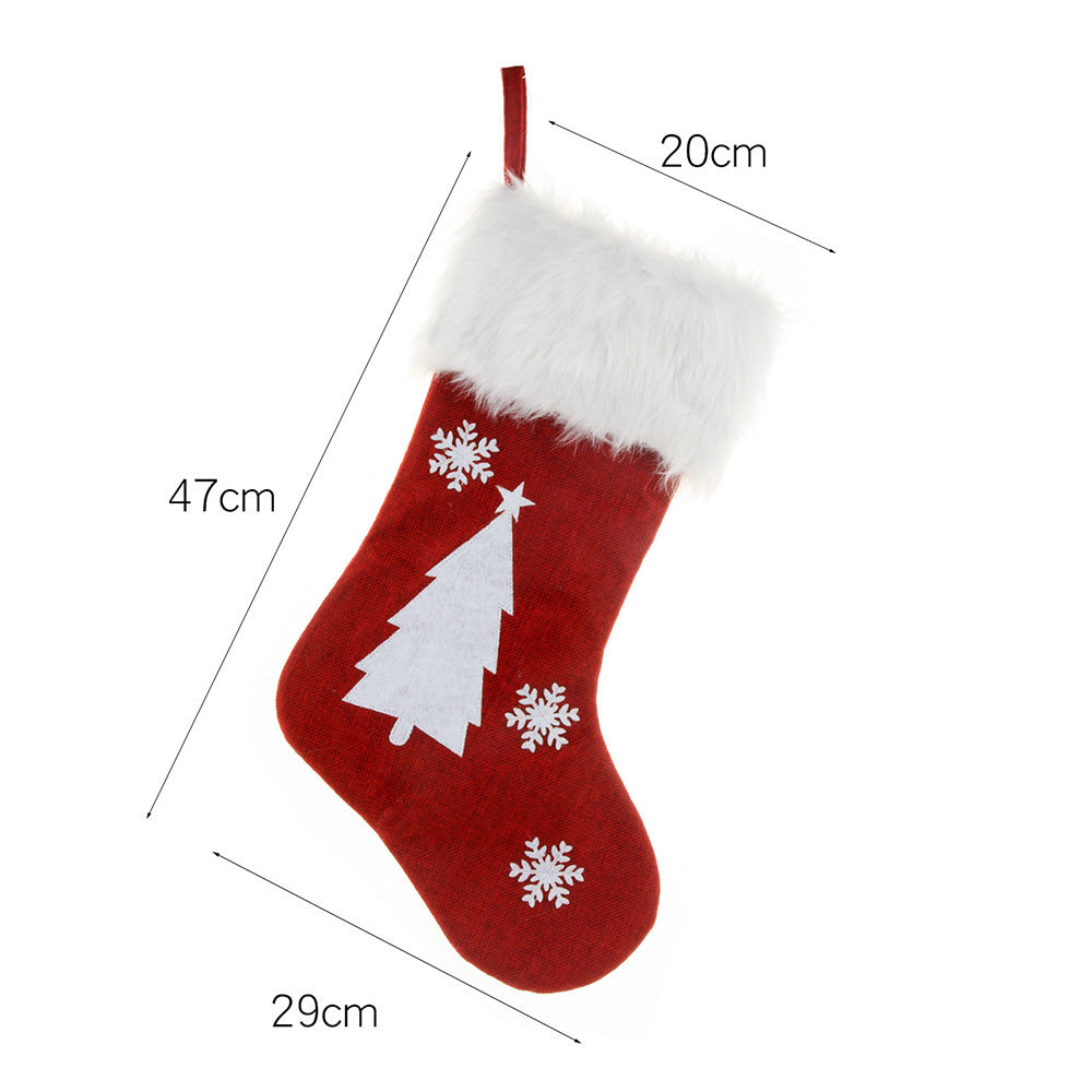 Yeouu | Christmas Ornament With Light Burlap Embroidery Sock Gift Bag