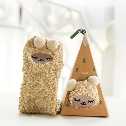 Yeouu | Christmas socks in gift box design | Plush house & cuddle socks | Universal size