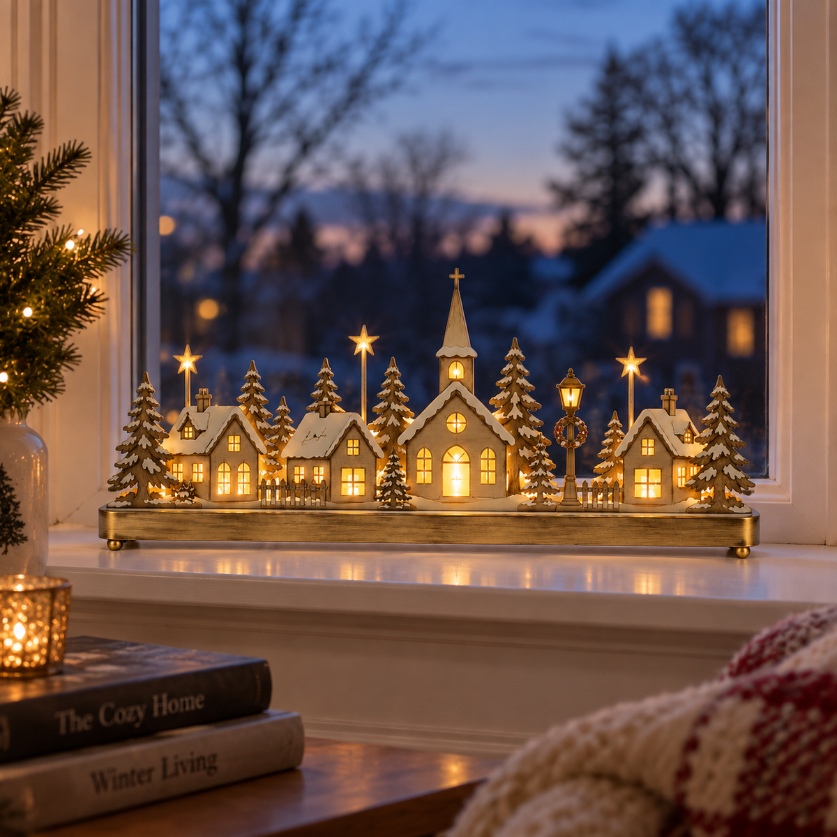 Pre-Lit Christmas Village Window Sill Light