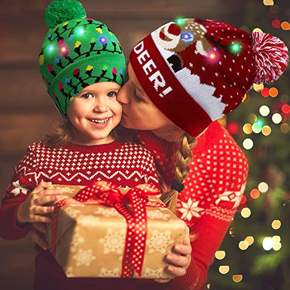 Yeouu | 🎅LED Christmas Knitted Hats Light up Xmas Beanie
