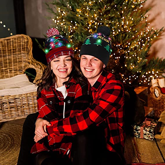 Yeouu | 🎅LED Christmas Knitted Hats Light up Xmas Beanie