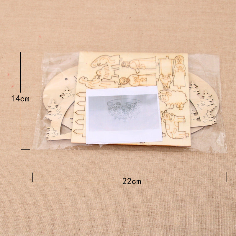 Decorative Wooden Christmas Scene Ornaments Yeouu