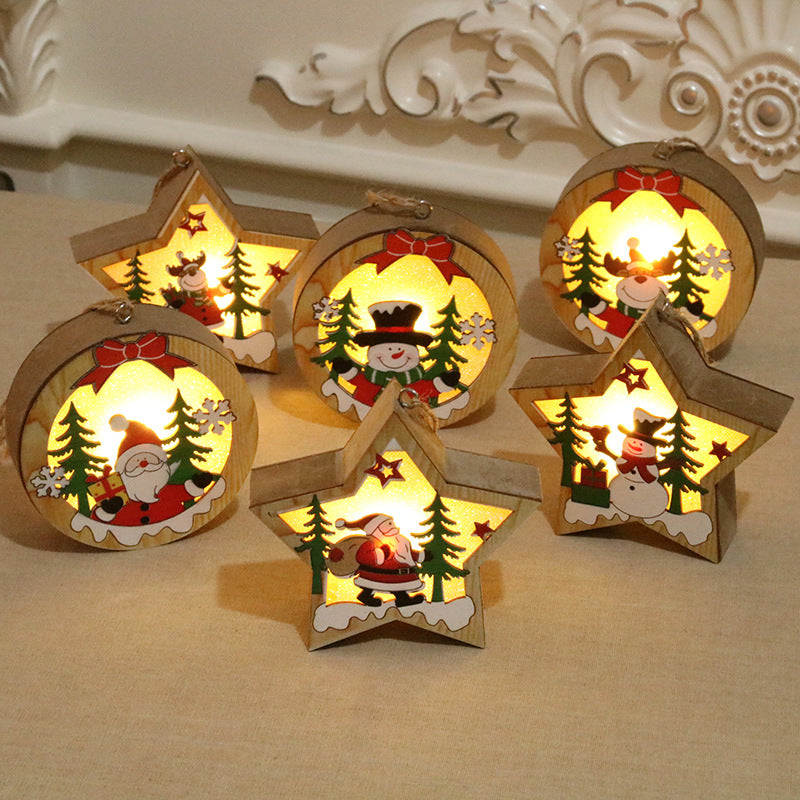 Illuminated Wooden Christmas Ornament Yeouu