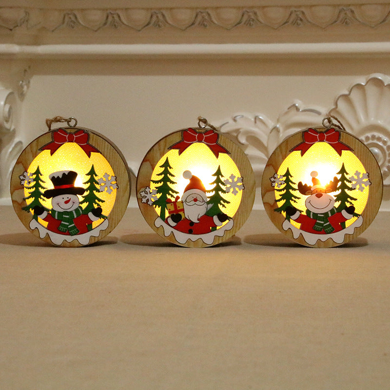 Illuminated Wooden Christmas Ornament Yeouu