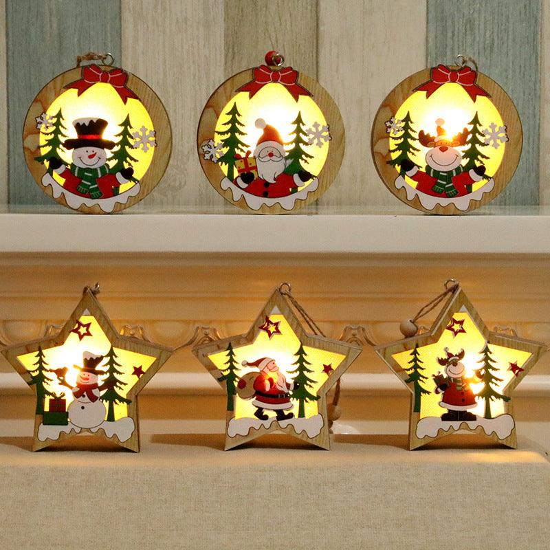 Illuminated Wooden Christmas Ornament Yeouu
