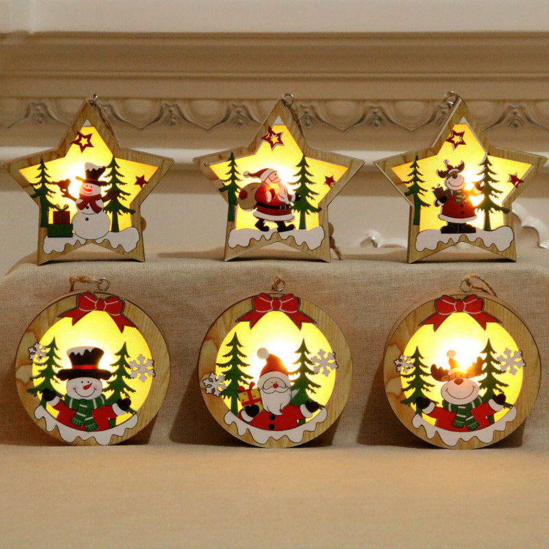 Illuminated Wooden Christmas Ornament Yeouu