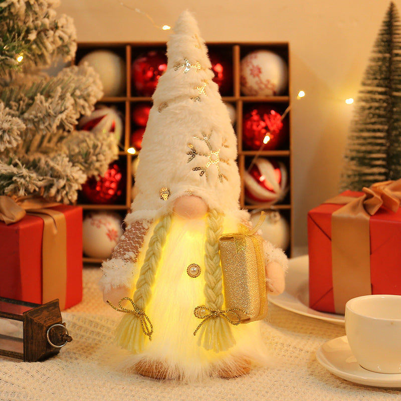 Glittering gnome figure with LED lighting