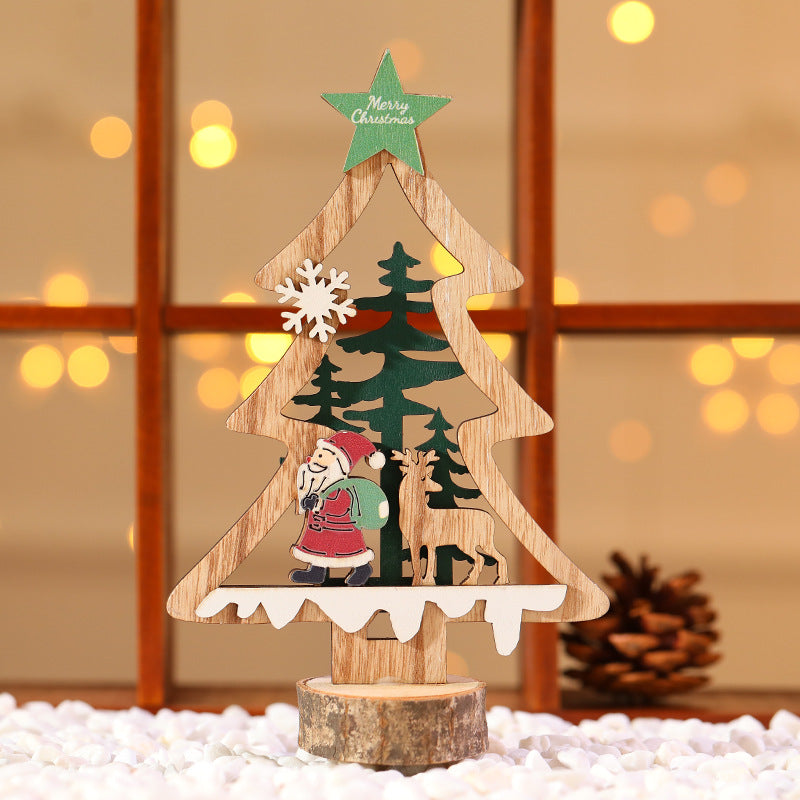 Decorative Wooden Christmas Tree Ornament Yeouu