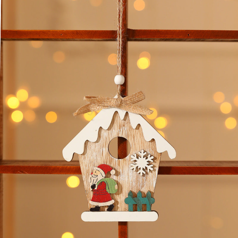 Decorative Wooden Christmas House Ornament Yeouu