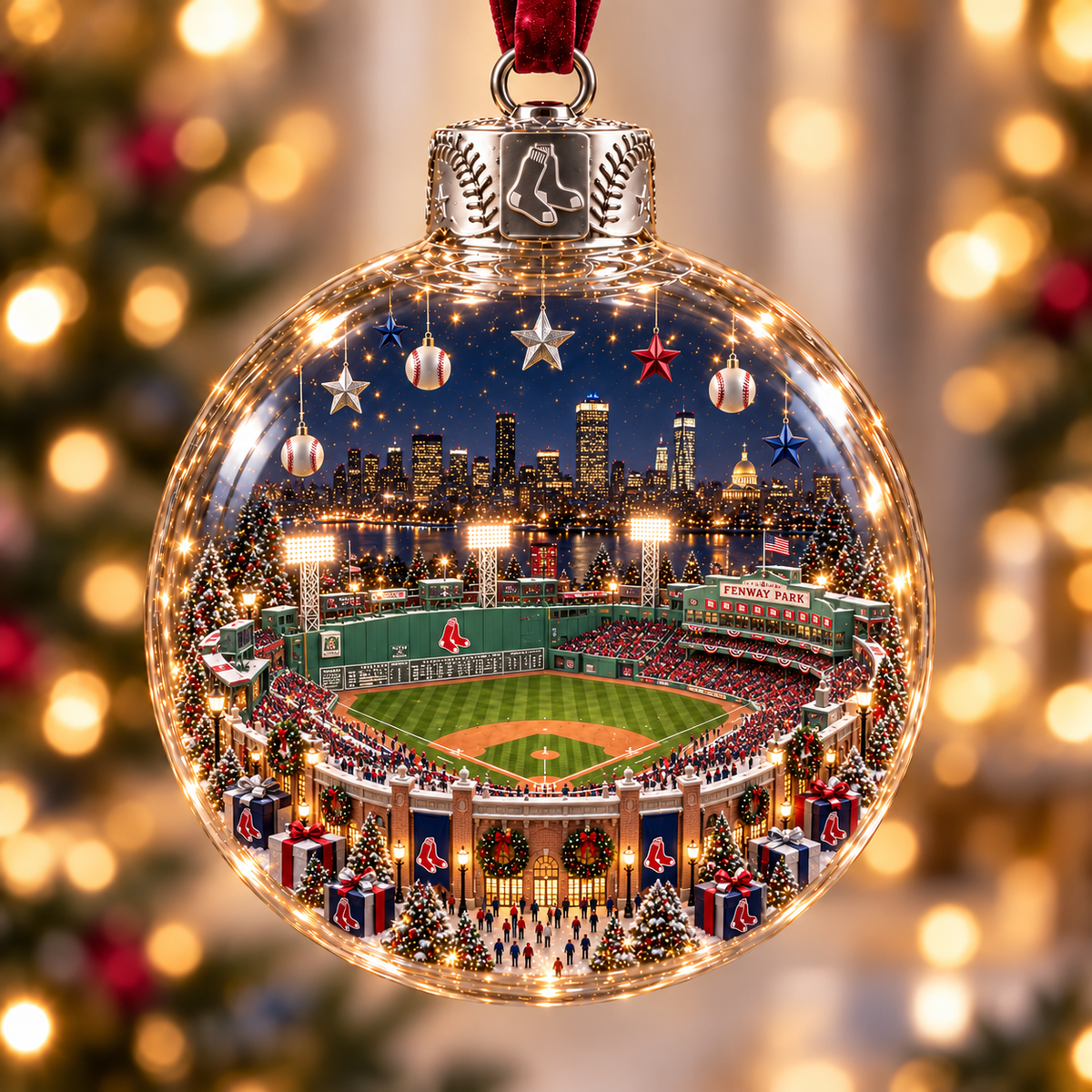 ⚾🎄 Light-Up Baseball Stadium Christmas Ornament
