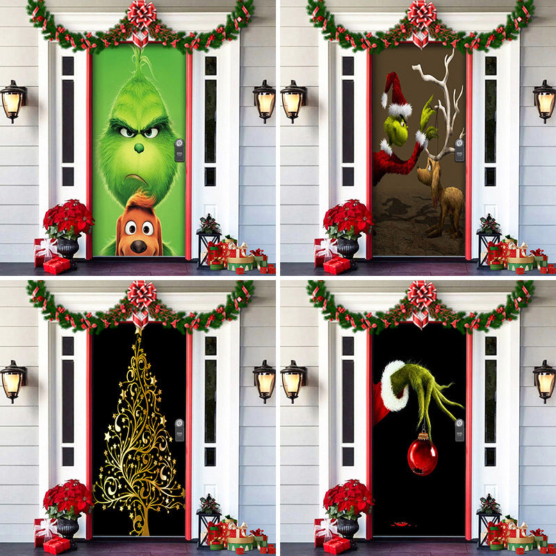 Yeouu | Christmas Door Cover | Fabric Front Door Decoration | Washable & Reusable | 91×203cm