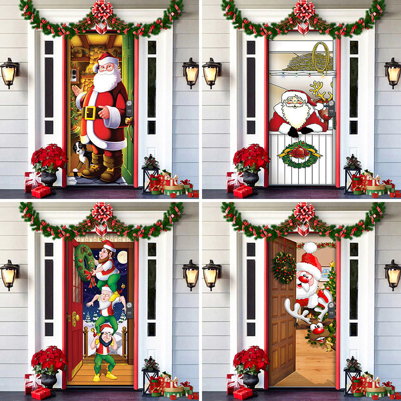 Yeouu | Christmas Door Cover | Fabric Front Door Decoration | Washable & Reusable | 91×203cm