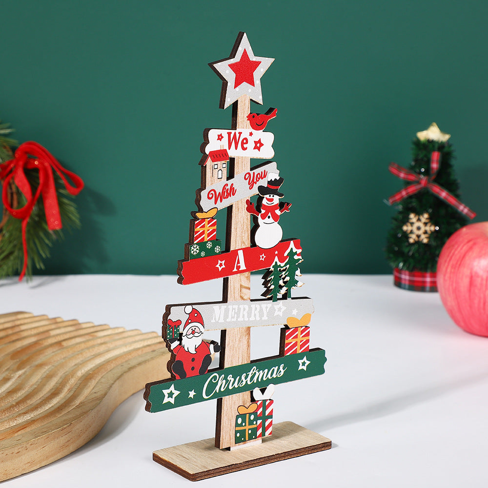 Christmas wooden table decoration with inscription
