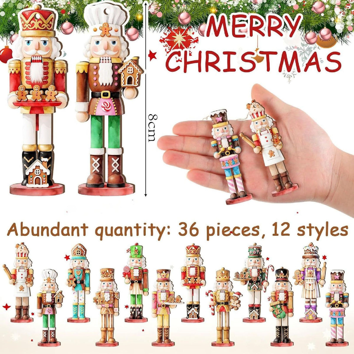 Wooden nutcracker ornaments in a set