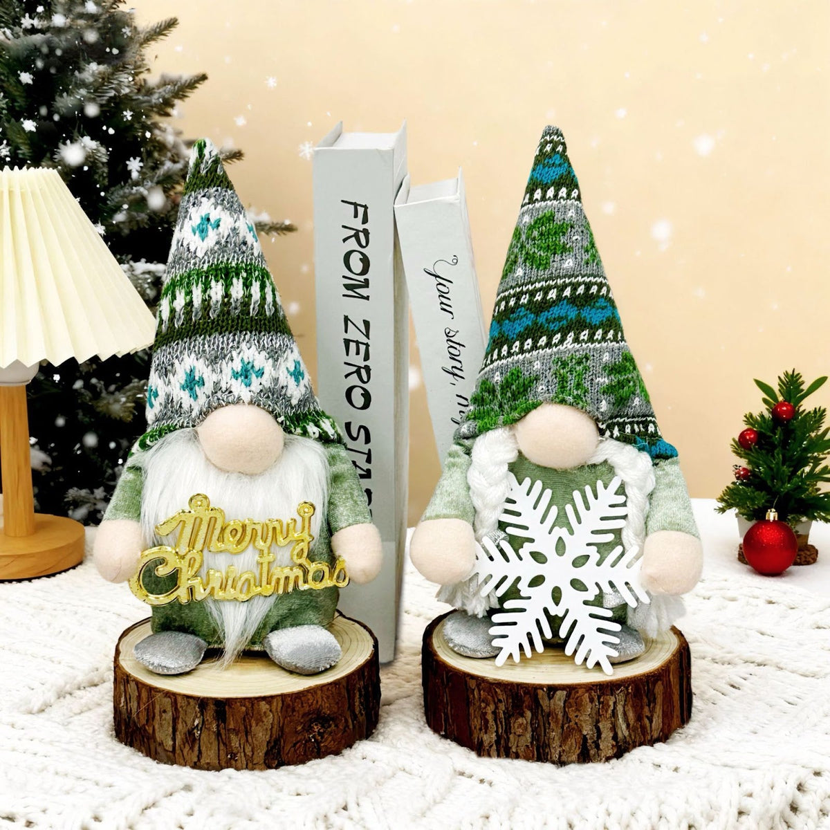 Decorative gnome figure with Christmas accessories