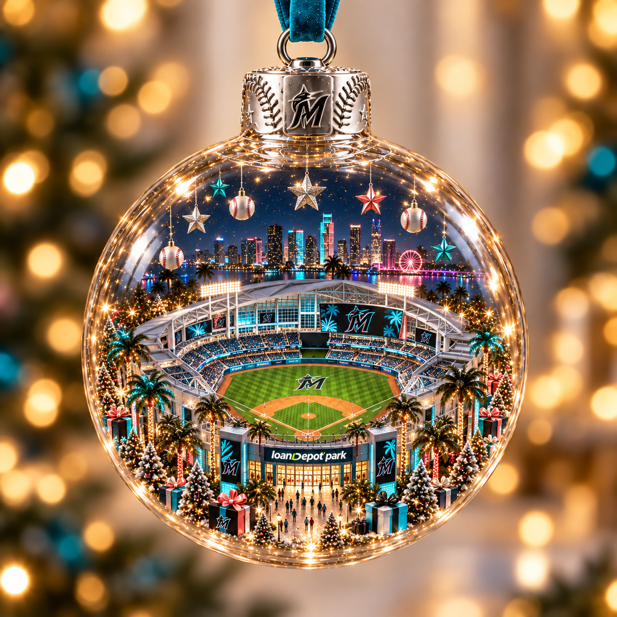 ⚾🎄 Light-Up Baseball Stadium Christmas Ornament
