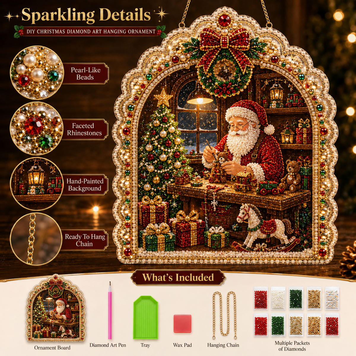 🎅✨DIY Jeweled Christmas Story Window Hanging Ornament Kit