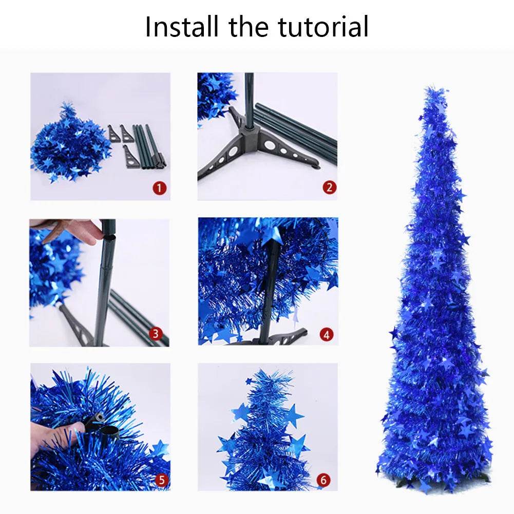 Yeouu | Artificial Tinsel Up Christmas Tree With Stand Gorgeous Collapsible Artificial Christmas Tree For Christmas Decorations