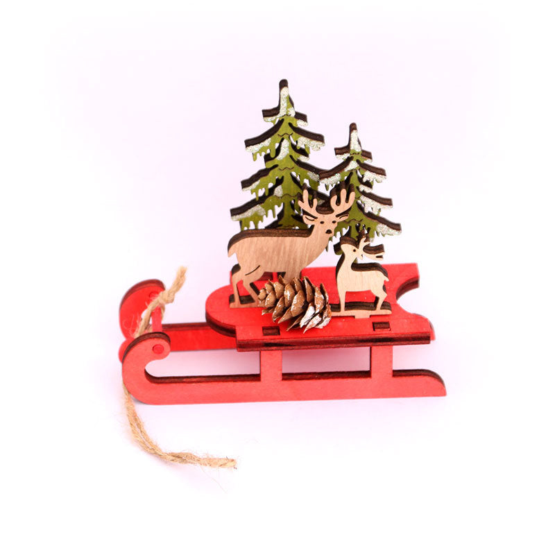 Wooden Santa Sleigh Decoration Yeouu