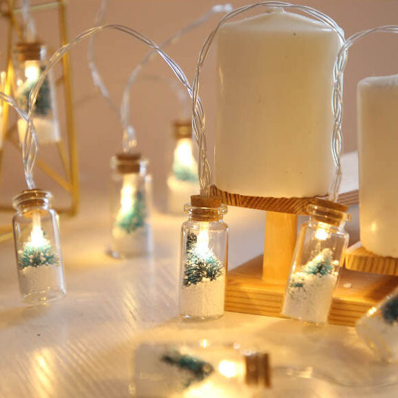 Yeouu | Christmas LED Wishing Bottle Tree Snow Battery Box Decorative String Light