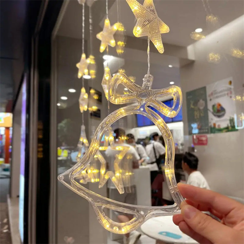 Yeouu | Christmas 3pcs LED Light Star Hanging Tree Sucker Window Ornaments