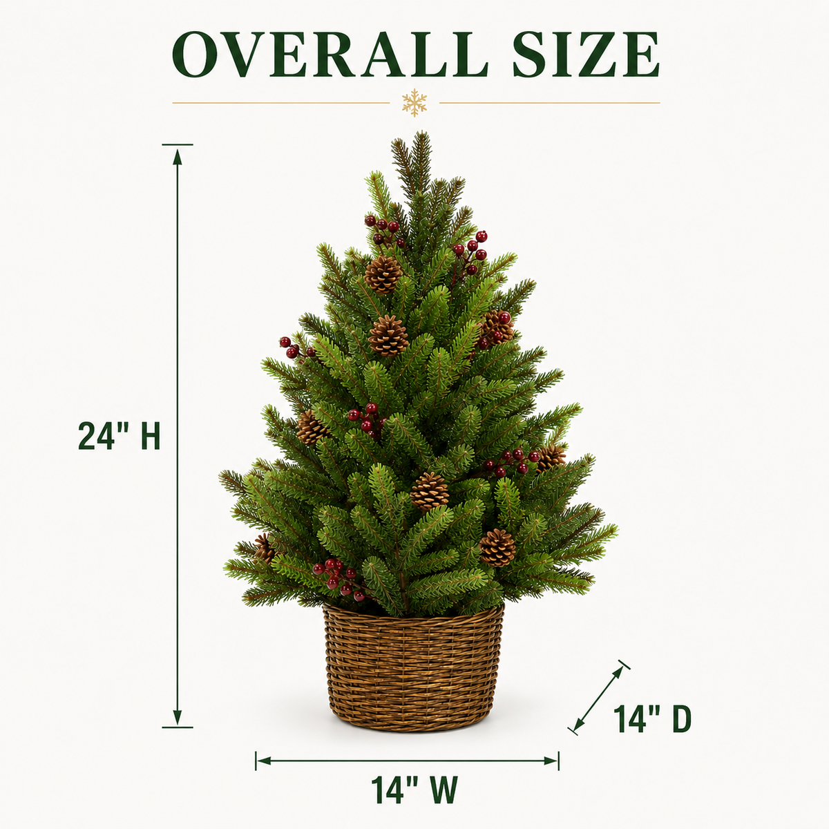 24-Inch Pre-Lit Christmas Tree with Woven Basket