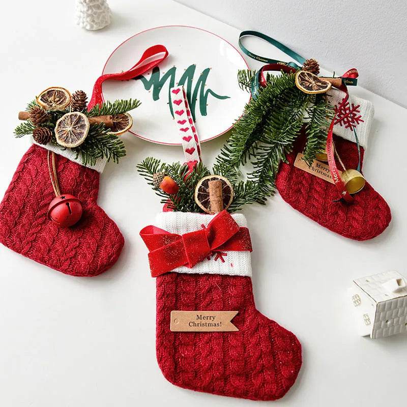 Yeouu | Christmas Decoration Knitted Christmas Stockings Scene Layout