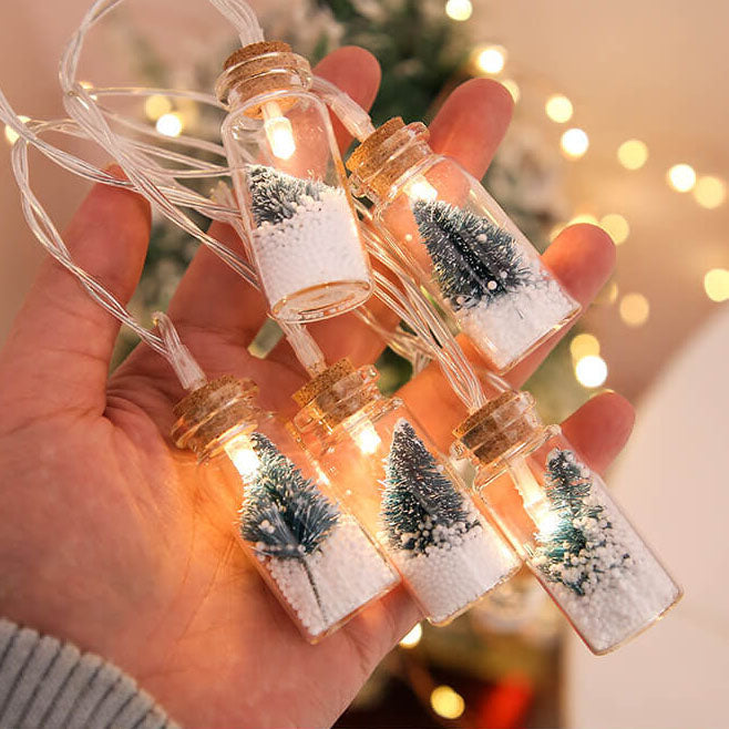 Yeouu | Christmas LED Wishing Bottle Tree Snow Battery Box Decorative String Light