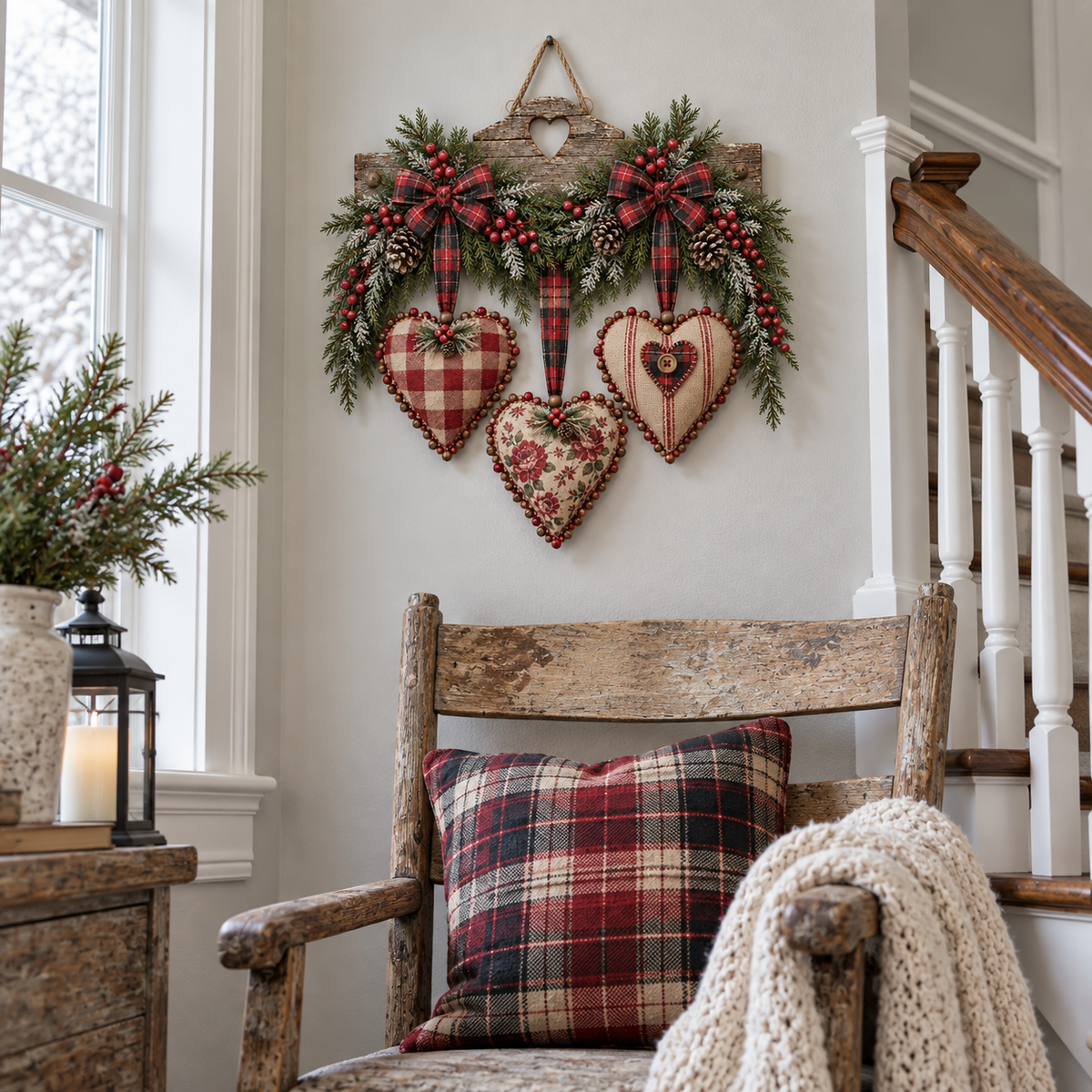 Vintage Christmas Heart Wall Hanging