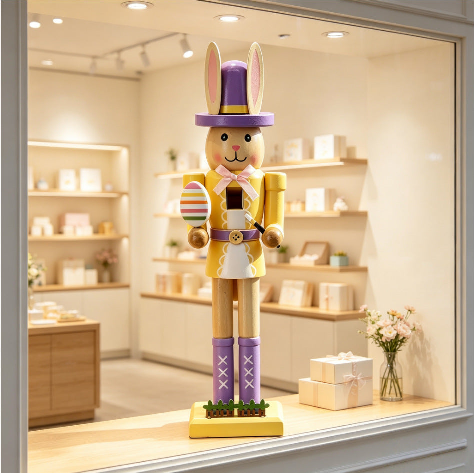 Decorative nutcracker bunny figure, multi-colored painted