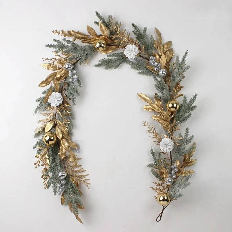 Yeouu | Golden Christmas Plastic Wire Garland Rattan Decorations