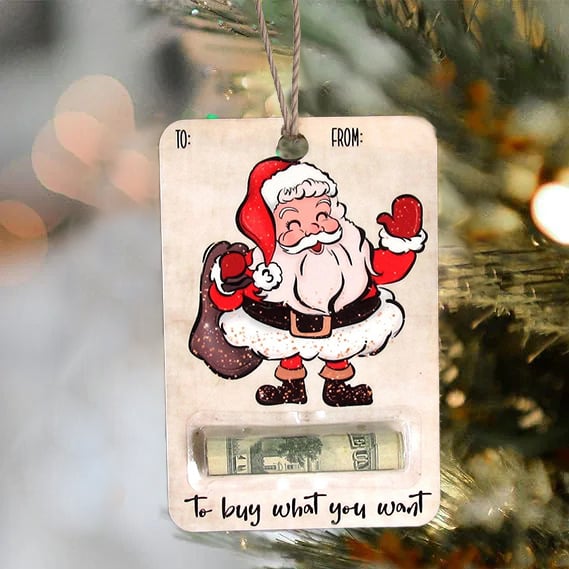 Yeouu | Christmas Money Holder Ornament | Wooden Hanging Decoration | Handcrafted Holiday Gift Surprise