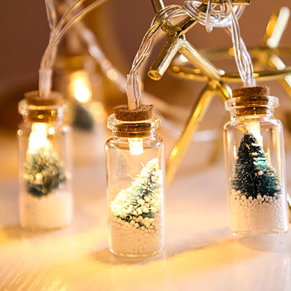 Yeouu | Christmas LED Wishing Bottle Tree Snow Battery Box Decorative String Light
