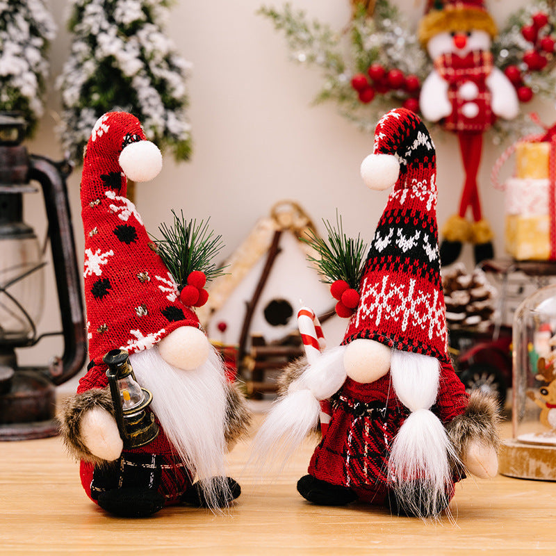 Christmas elf figure with knitted hat, standing