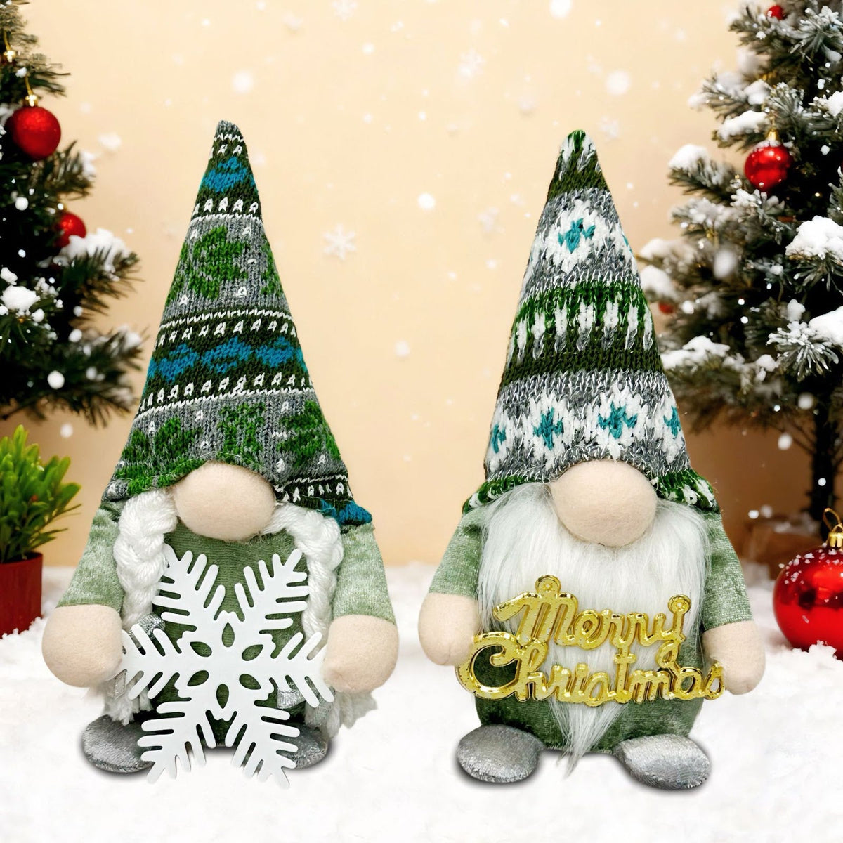 Decorative gnome figure with Christmas accessories