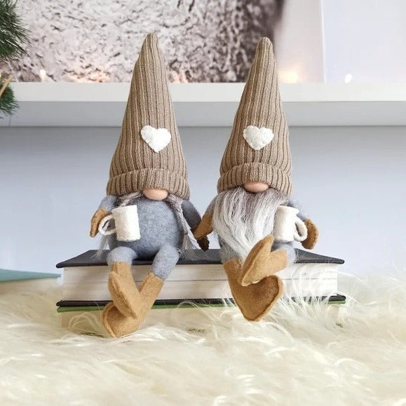 Decorative gnome with coffee cup
