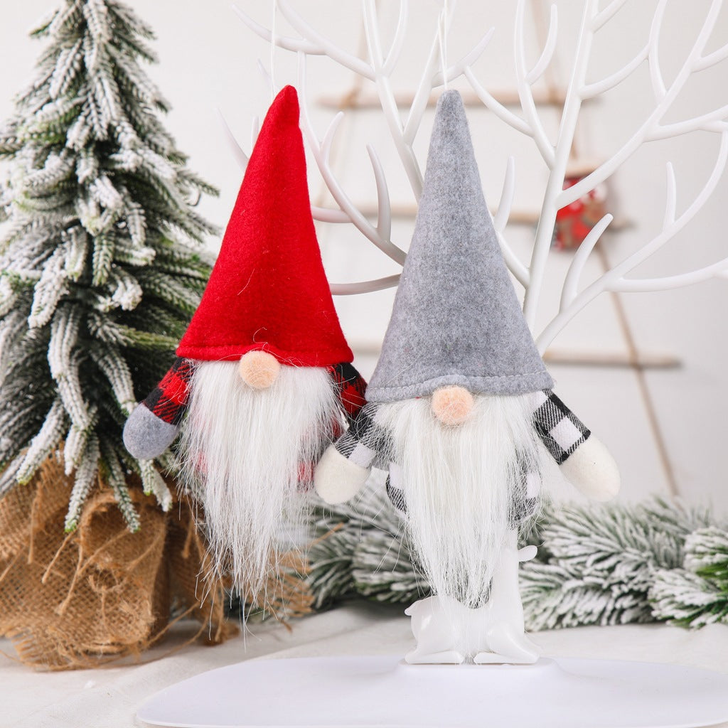 Scandinavian Gnome Pendant in Checkered Pattern