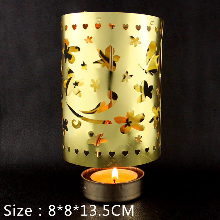 Rotating metal candle holder, round