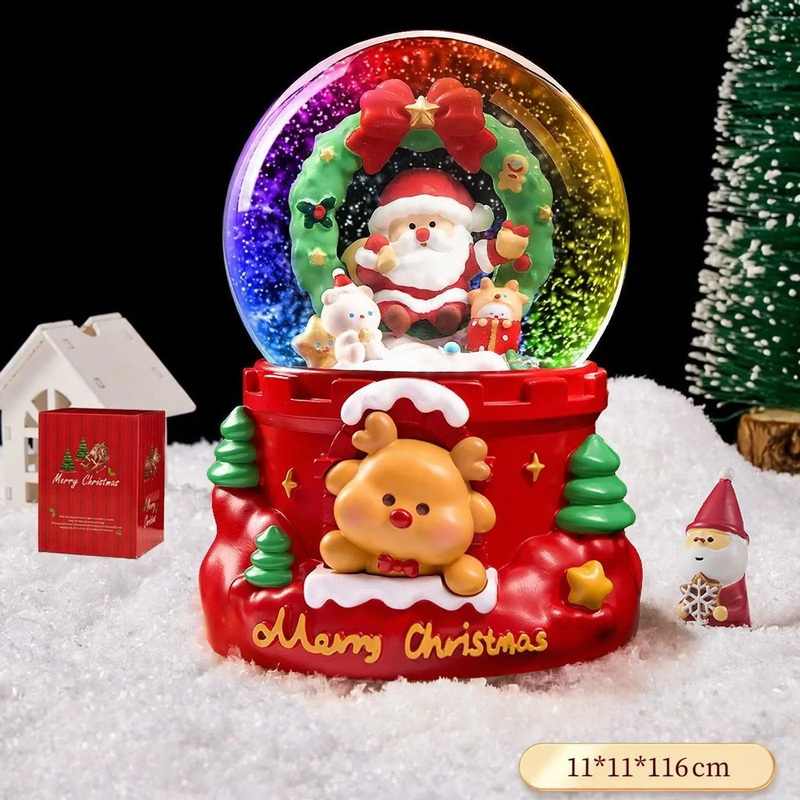 Christmas snow globe with light and music