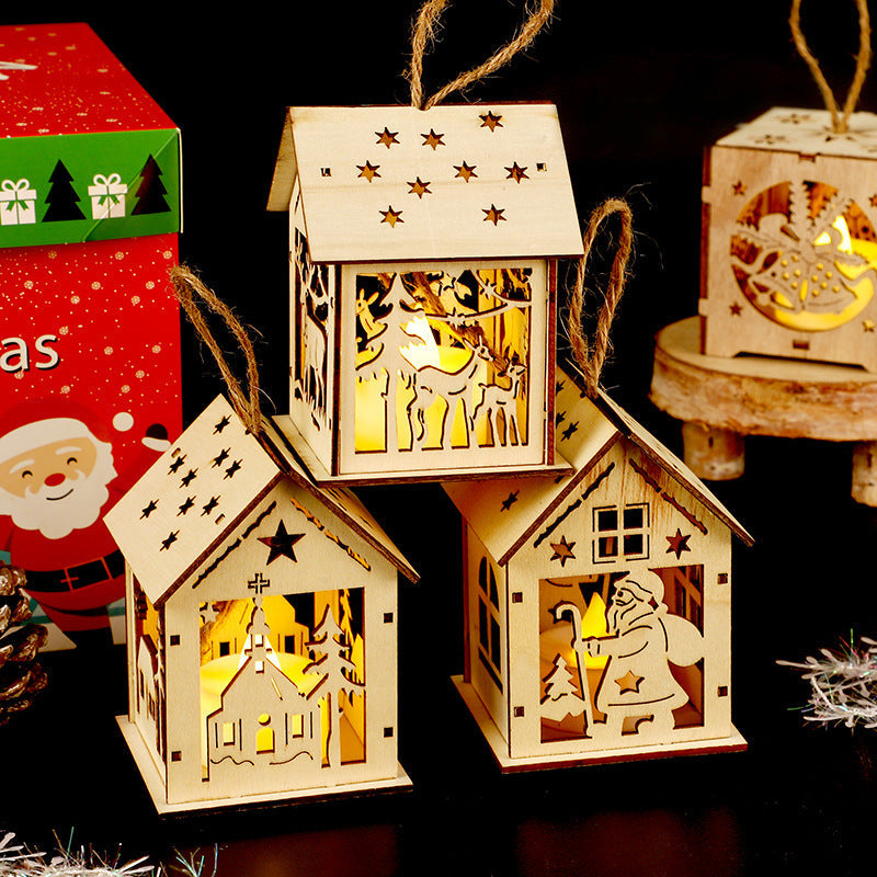 Illuminated wooden house for the Christmas season