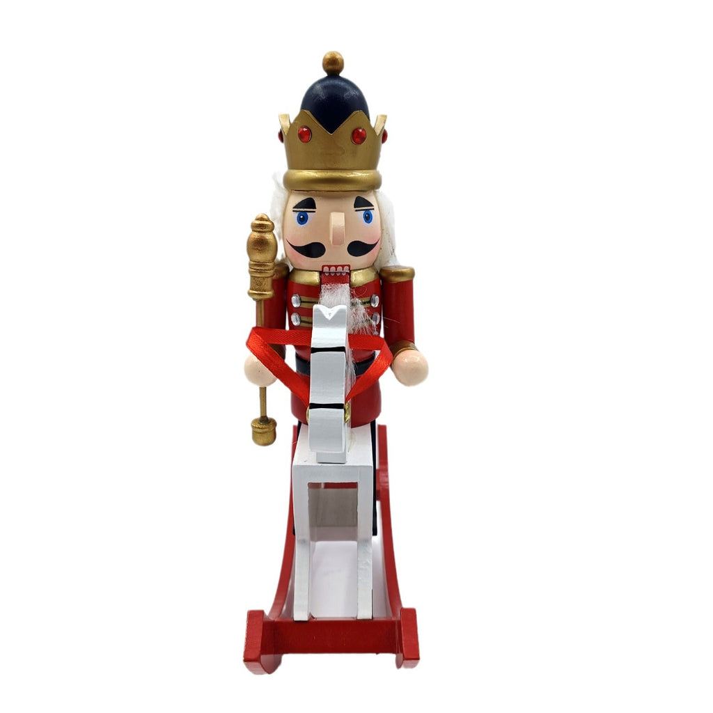 Traditional wooden nutcracker on rocking horse, 26 cm