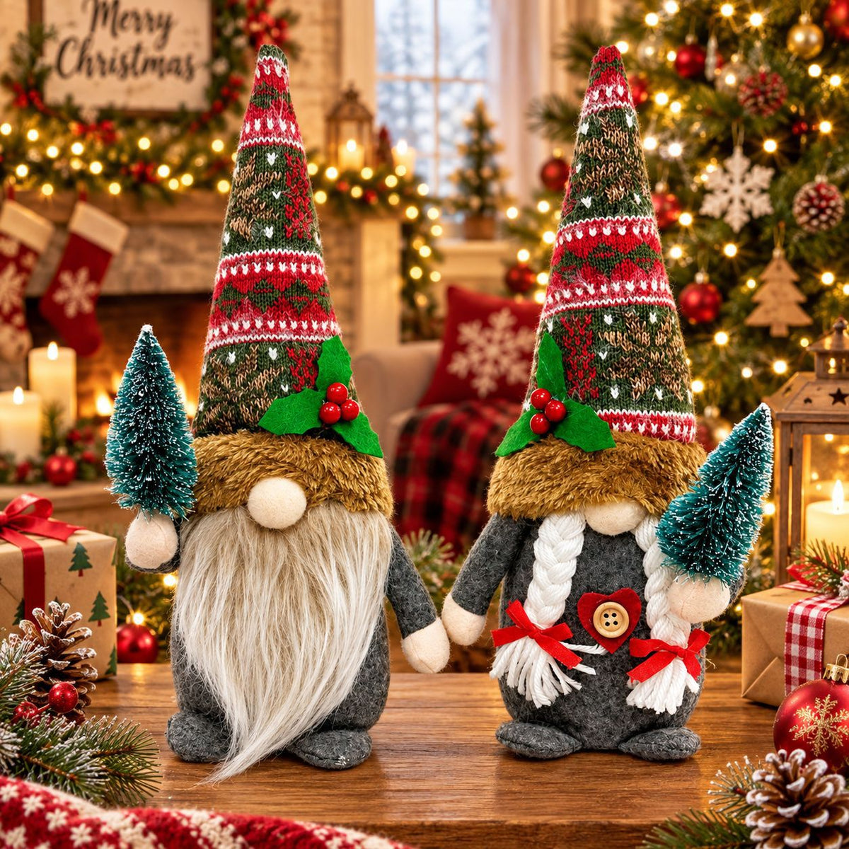 Decorative gnome figure with knitted hat