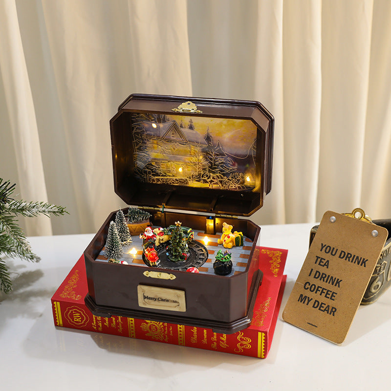 Rotating Christmas music box with LED light